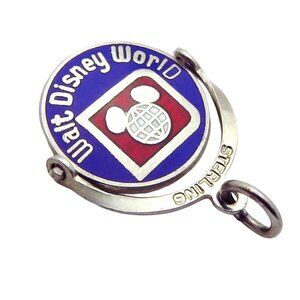 Vintage Sterling Silver Walt Disney World Mickey Mouse Enamel Spinner Charm